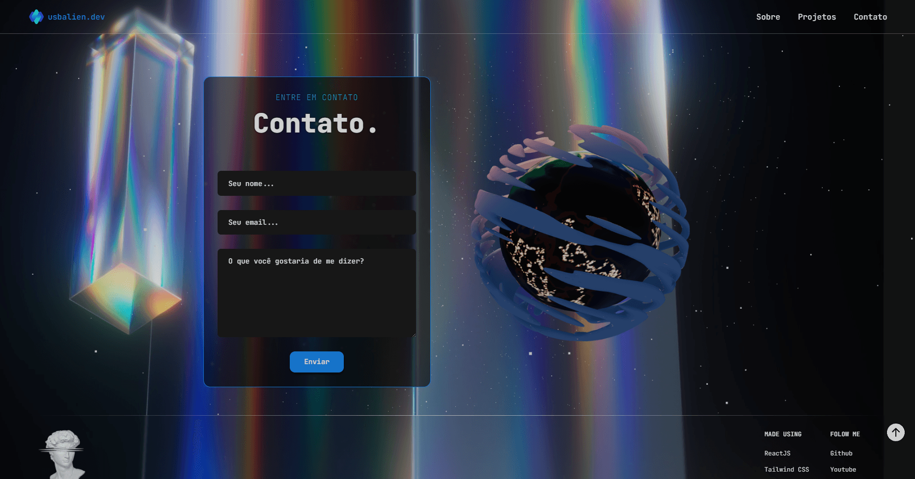 Imagem da sessão Contact Form com ThreeJS